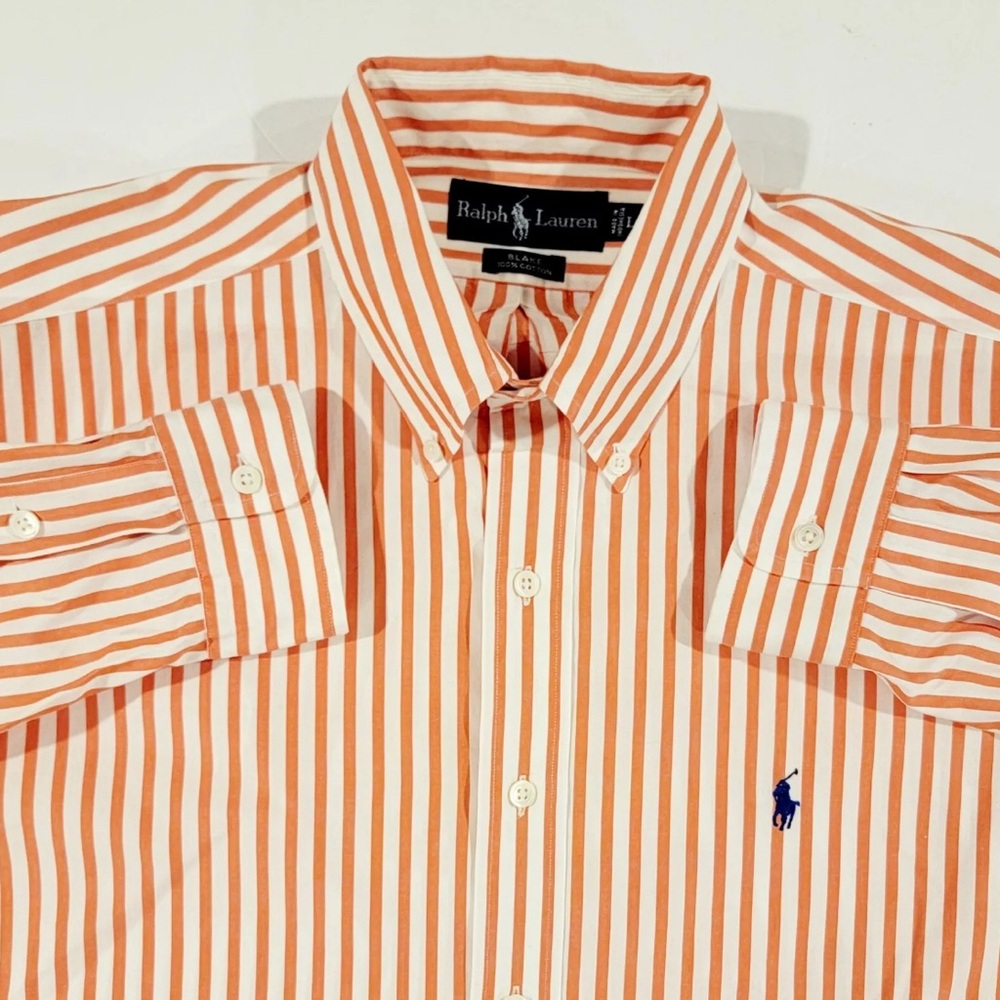 Vintage Ralph Lauren Blake Pinstripe Long Sleeve Button Down Shirt Orange Size L